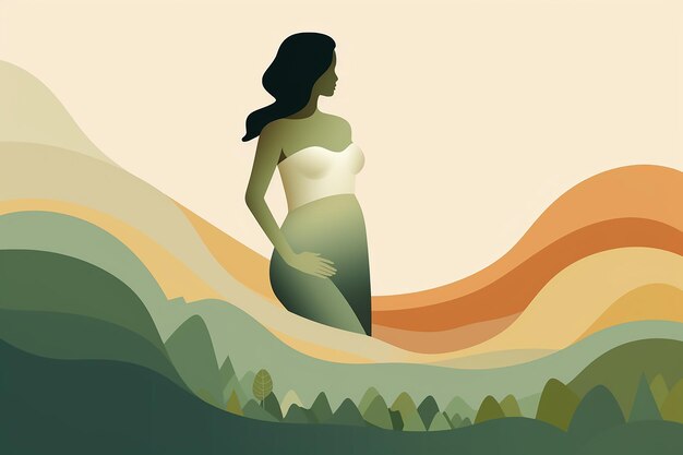 Pregnant woman cartoon flat design vector illustration