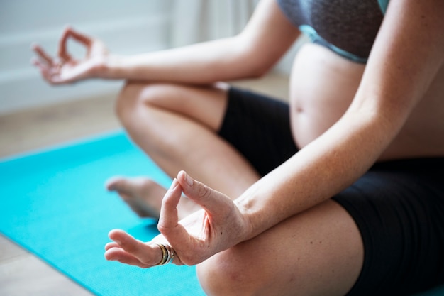 Pregnant woman doing light exercise