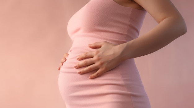 Беременная женщина вымышленная, держащаяся за живот