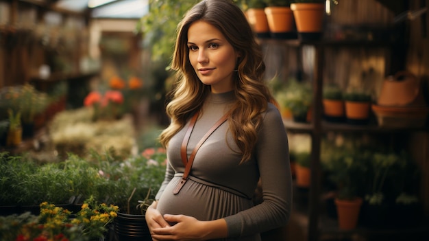 Pregnant Woman in Garden Shop