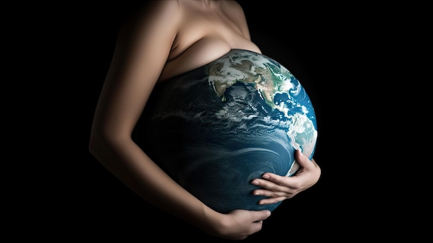 Беременная женщина держит беременный живот