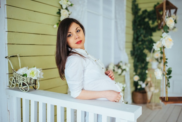 Pregnant woman at home