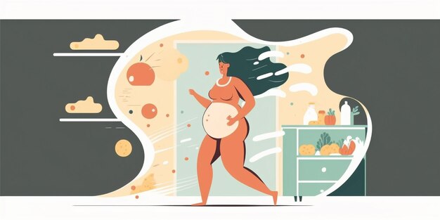 写真 妊娠中の女性のイラスト広告