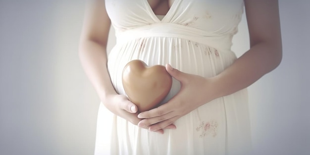 a pregnant woman is wearing a white dress with a floral pattern.