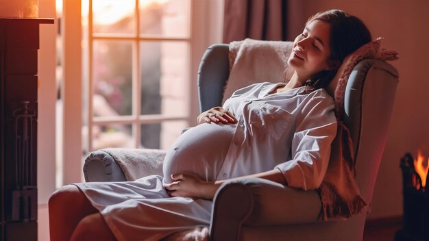 Photo pregnant woman in nightshirt