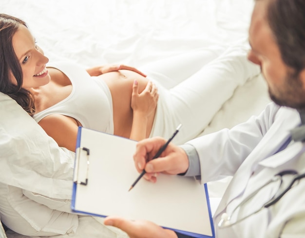 Pregnant woman visiting a doctor