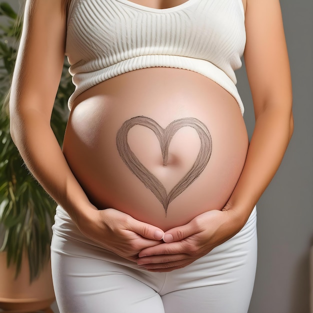 Photo a pregnant woman with a heart on her belly