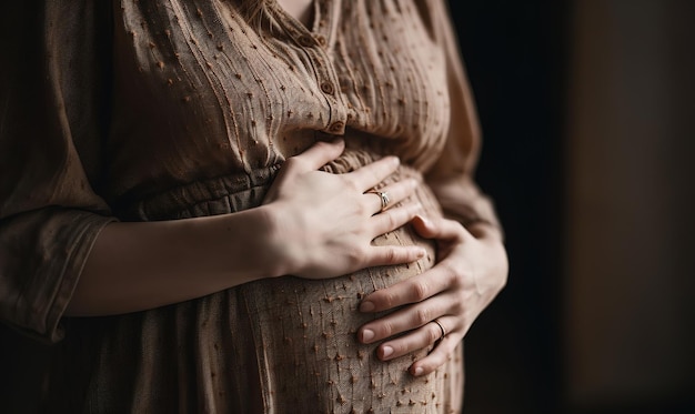 pregnant woman with her hands on her tummy a new mom Generative AI