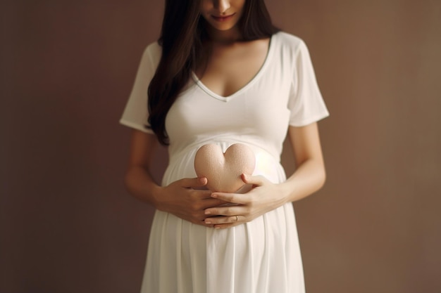 a pregnant woman with a pregnant belly and a white dress