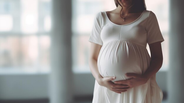 Pregnant women holding their belly