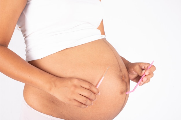 Photo pregnant women with dentistry