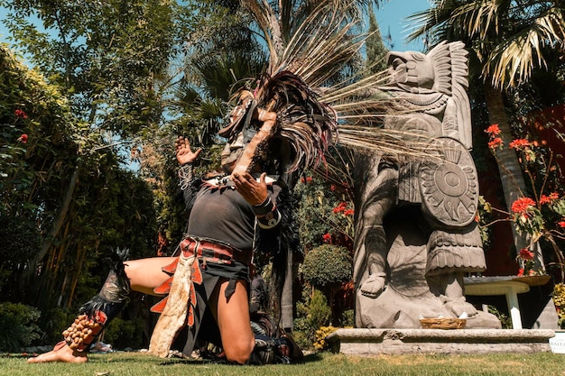 PreHispanic Bell Dancer Dressed to perform a ritual Mexican dance