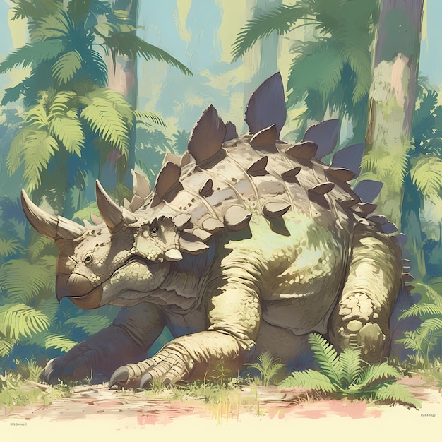 Photo prehistoric adventure ankylosaurus in the wild