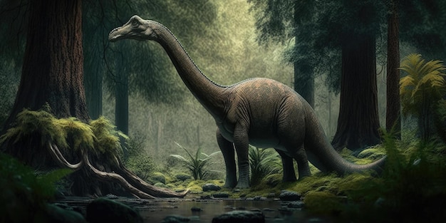 야생 자연의 선사 시대 생물이나 공룡 현실적인 스타일 그리기