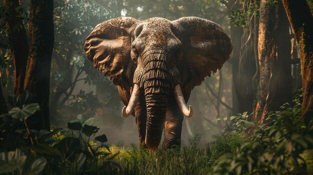 Prehistoric creature Mammoth elephant in the wilderness