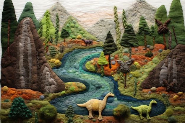 Photo prehistoric dinosaur landscape