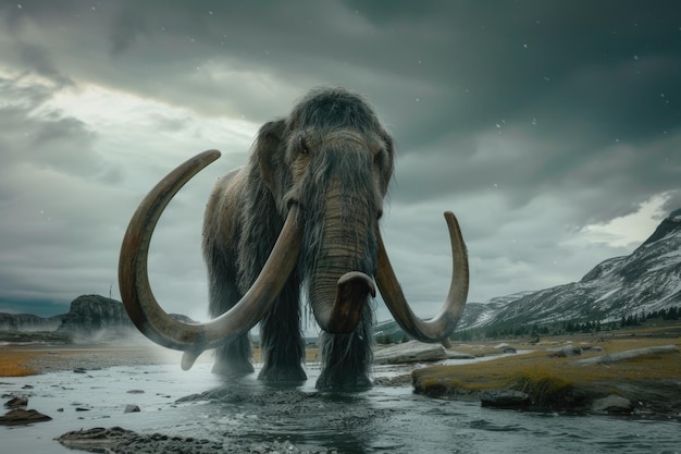 写真 氷河期の巨人 マンモス 荒野と偉大さを象徴する