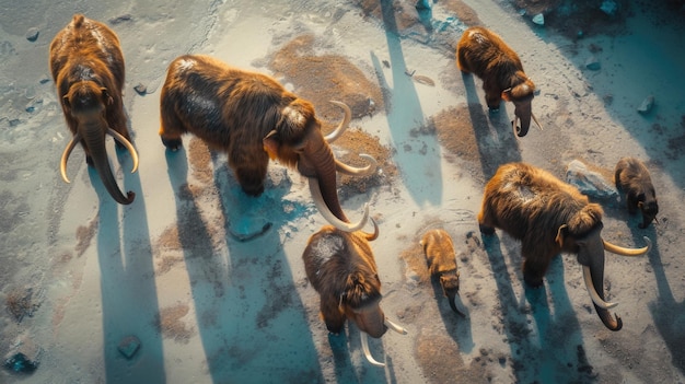 Photo prehistoric mammoth an ancient giant of the ice age symbolizing the wilderness and grandeur of prehistoric times a majestic creature frozen in time