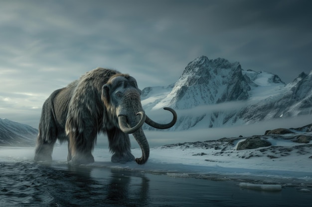 Photo prehistoric mammoth an ancient giant of the ice age symbolizing the wilderness and grandeur