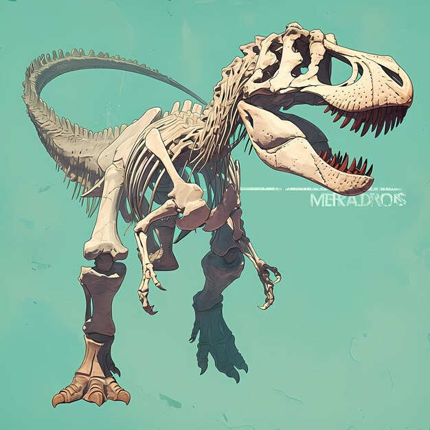 Photo prehistoric power trex skeleton illustration