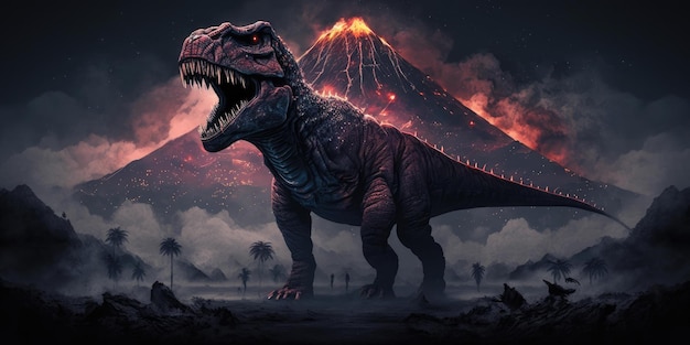 Prehistorisch schepsel of dinosaurus in de wilde natuur realistische stijltekening