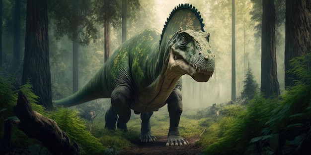 Prehistorisch schepsel of dinosaurus in de wilde natuur Realistische stijltekening