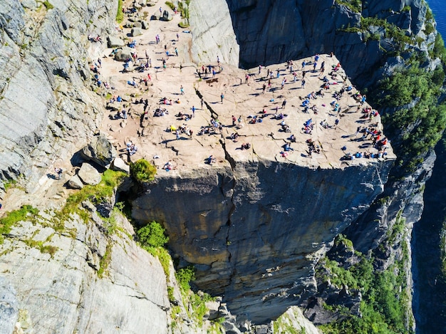 Preikestolen of Prekestolen of Pulpit Rock luchtfoto, Noorwegen