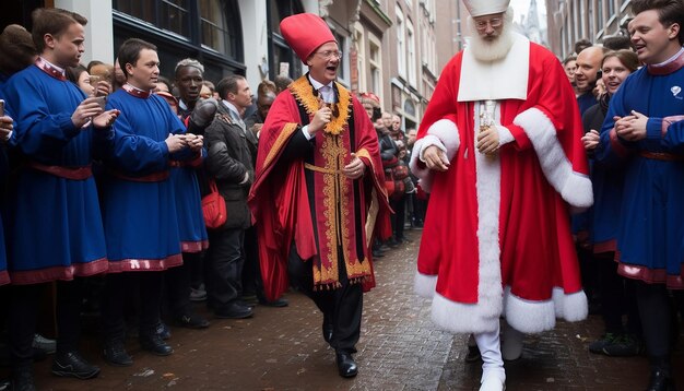 Foto premier rutte als sinterklaas en geert wilders als zwarte piet