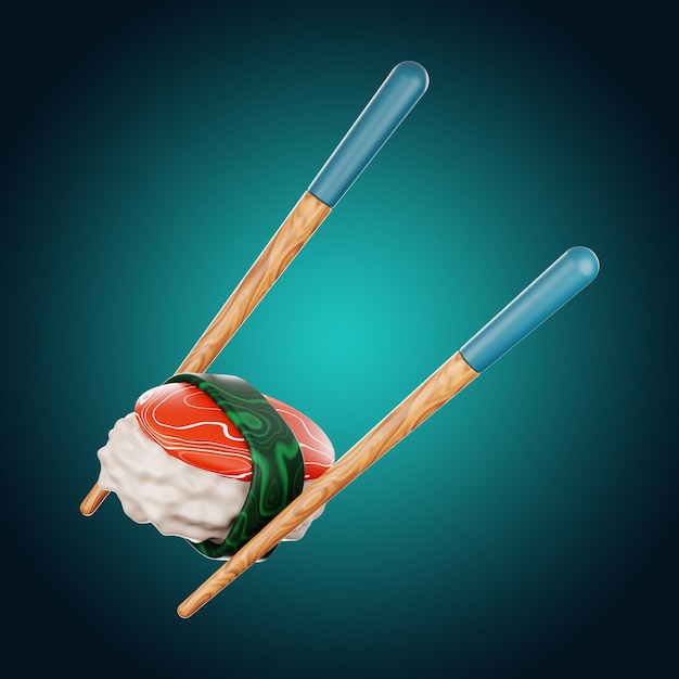 Premium asian food sushi icon 3d rendering on isolated background