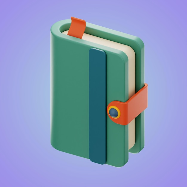 Premium book library icon 3d rendering on isolated background