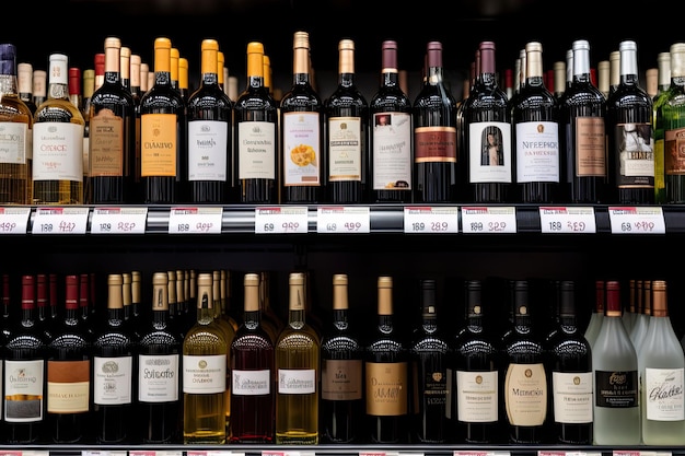 Premium Bunch Of Unopened Wine Bottles On Black Background