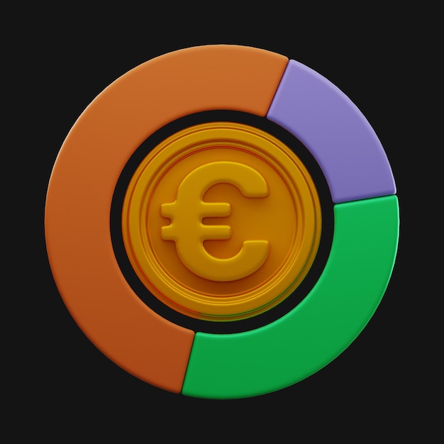 Premium chart graph coin money finance cartoon 3d icon rendering on isolated background