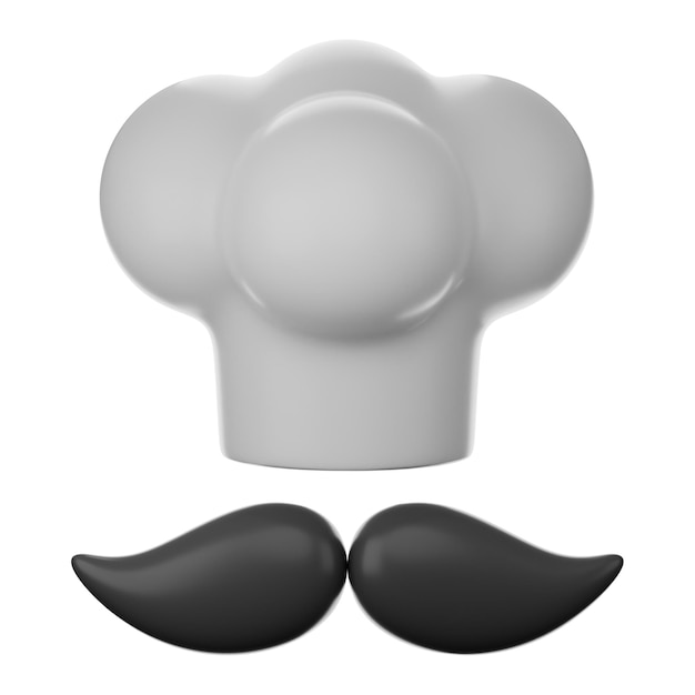 Фото Иконка шеф-повара и кухонной шляпы премиум-класса 3d-рендеринг на изолированном фоне