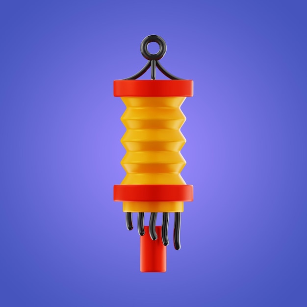 Premium chinese new year traditional lantern decoration icon 3d rendering on isolated background