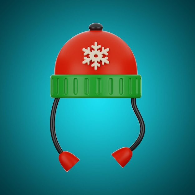 Photo premium christmas winter beret icon 3d rendering on isolated background