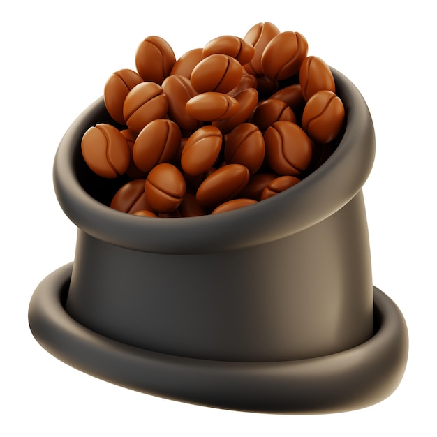 Icona del sacchetto di chicchi di caffè premium rendering 3d su sfondo isolato