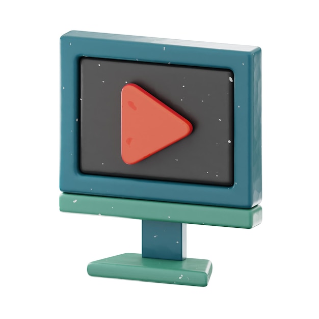 premium computer media player media icon 3d rendering on isolated background