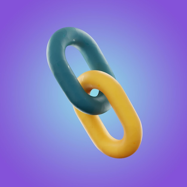 Мультимедийный пользовательский интерфейс Premium Connect Chain Icon 3D Rendering PNG Transparent Background