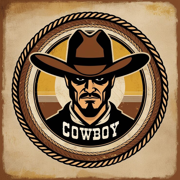 Photo premium cowboy logo mascot vector illustration2