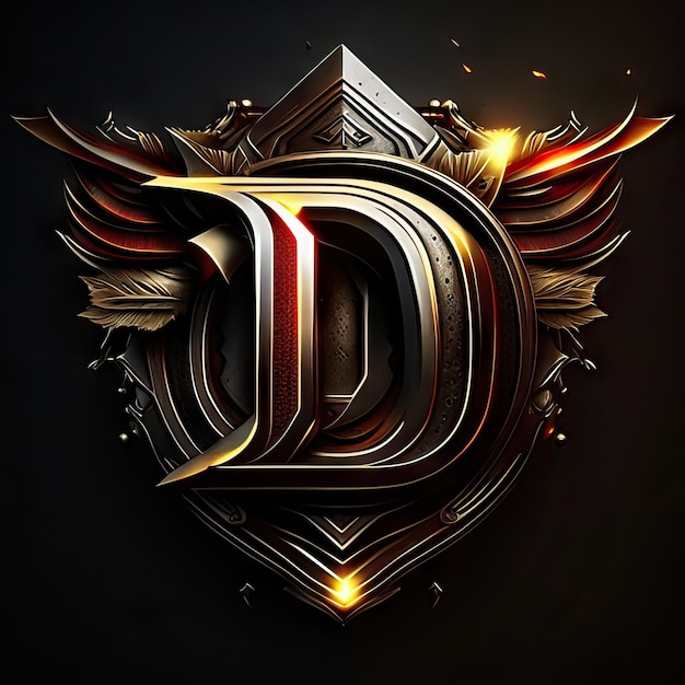 Foto premium d-logo met gouden accenten generatieve ai