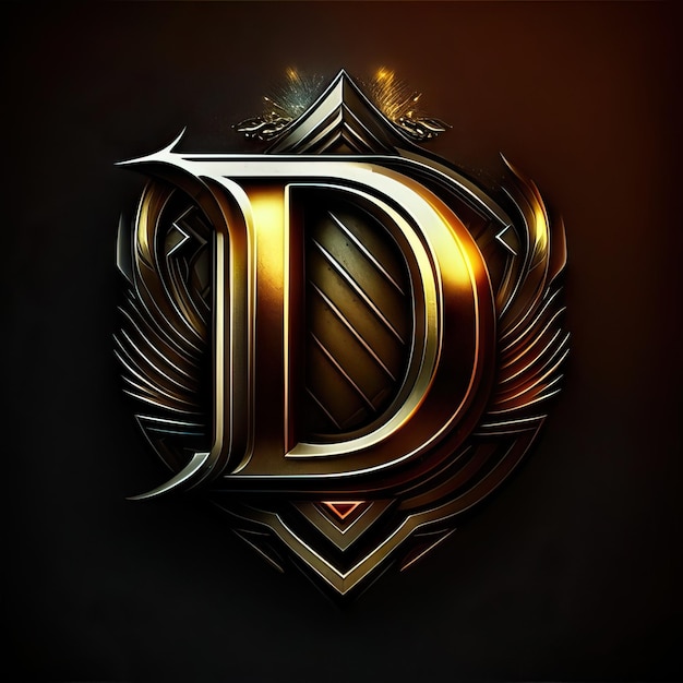 Foto premium d-logo met gouden accenten generatieve ai