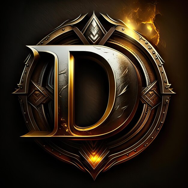 Premium D-logo met gouden accenten Generatieve AI