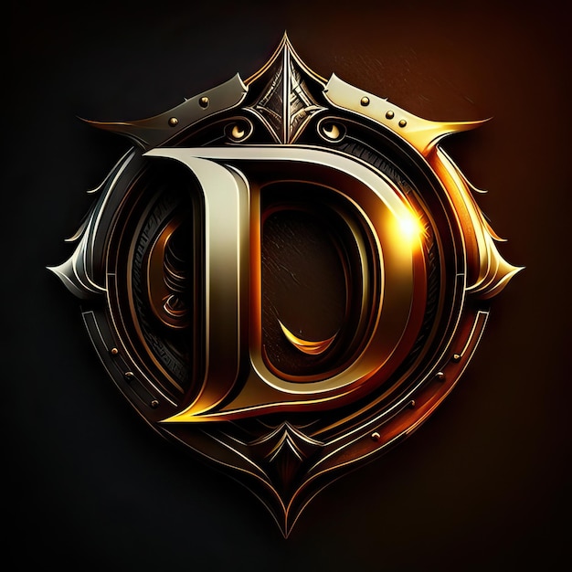 Premium D logo with gold accents Generative AI