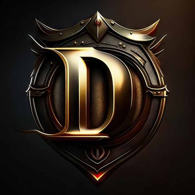 Premium D logo with gold accents Generative AI