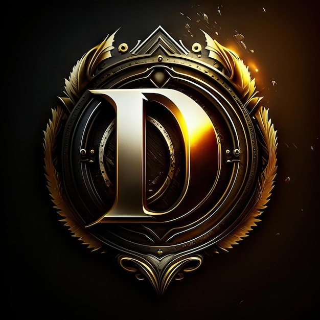 Premium D logo with gold accents Generative AI