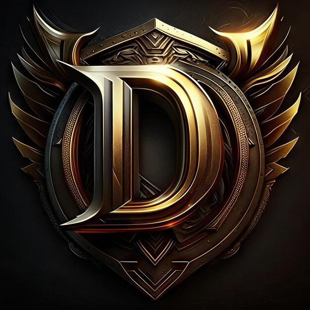 Premium D logo with gold accents Generative AI