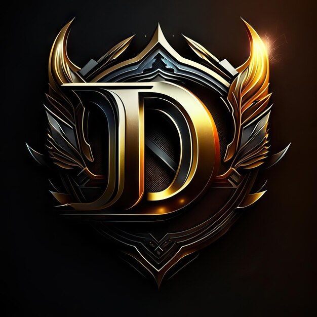 Premium D logo with gold accents Generative AI