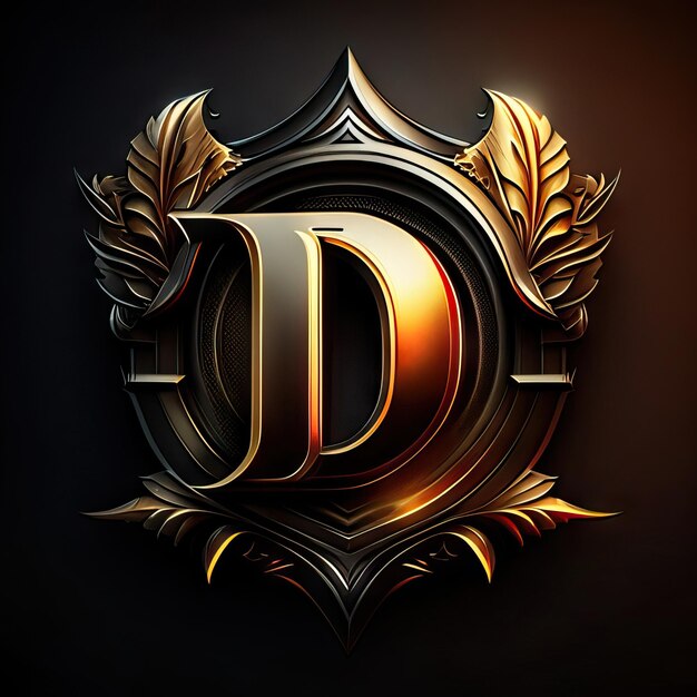 Premium D logo with gold accents Generative AI