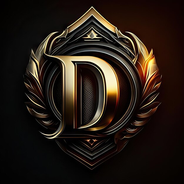 Photo premium d logo with gold accents generative ai