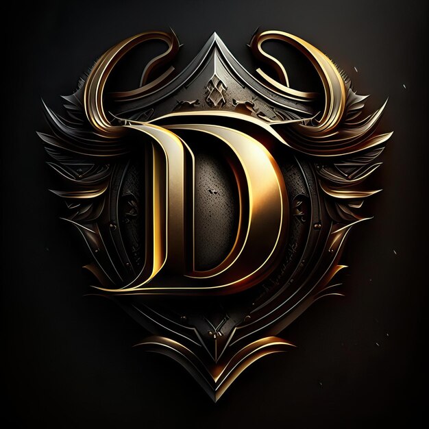 Photo premium d logo with gold accents generative ai